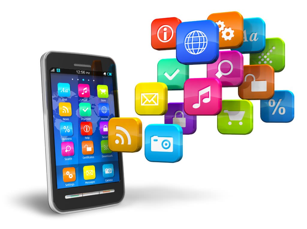 smart phone with app logos