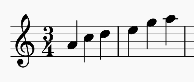 A minor ascending pentatonic scale